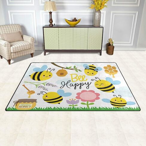 ALAZA Cute Bees and Honey Non Slip Door Mat 2' x 3', Modern Floor Mats for Living Room Bedroom Dinning Room Home Decor in Kuwait