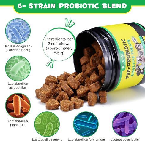 Dog Probiotics Chews, 120 Count Soft Probiotics Chews for Dogs, Support Immune, Healthier Skin & Coat, Allergy Itch Relief, Reduce Diarrhea, Improves Digestive Health, Relieves Gut, Boosts Energy in Kuwait