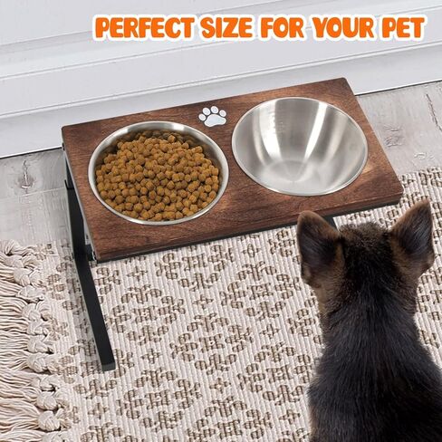 وعاء طعام مرتفع للكلاب من بيتكومو، 3 ارتفاعات قابلة للتعديل مع وعاء طعام مرتفع مزدوج من الستانلس ستيل للكلاب والقطط - MK1098A in Kuwait