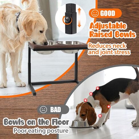 وعاء طعام مرتفع للكلاب من بيتكومو، 3 ارتفاعات قابلة للتعديل مع وعاء طعام مرتفع مزدوج من الستانلس ستيل للكلاب والقطط - MK1098A in Kuwait