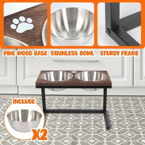 وعاء طعام مرتفع للكلاب من بيتكومو، 3 ارتفاعات قابلة للتعديل مع وعاء طعام مرتفع مزدوج من الستانلس ستيل للكلاب والقطط - MK1098A in Kuwait