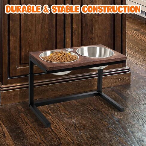 وعاء طعام مرتفع للكلاب من بيتكومو، 3 ارتفاعات قابلة للتعديل مع وعاء طعام مرتفع مزدوج من الستانلس ستيل للكلاب والقطط - MK1098A in Kuwait