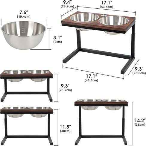 وعاء طعام مرتفع للكلاب من بيتكومو، 3 ارتفاعات قابلة للتعديل مع وعاء طعام مرتفع مزدوج من الستانلس ستيل للكلاب والقطط - MK1098A in Kuwait