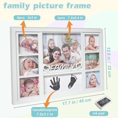 MICKYU Baby Hand and Footprint Kit, Newborn Keepsake Picture Frame, Family Picture Frame, Personalized Baby Gifts, Nursery Decor, Baby Shower Gifts for Girls Boys in Kuwait