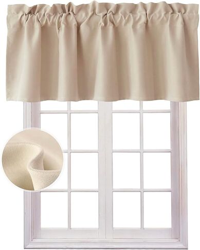 Hiasan Valance Curtains for Kitchen Blackout Thermal Insulated Solid Window Curtain Valance, Beige, 60 x 18 Inches, 1 Panel in Kuwait