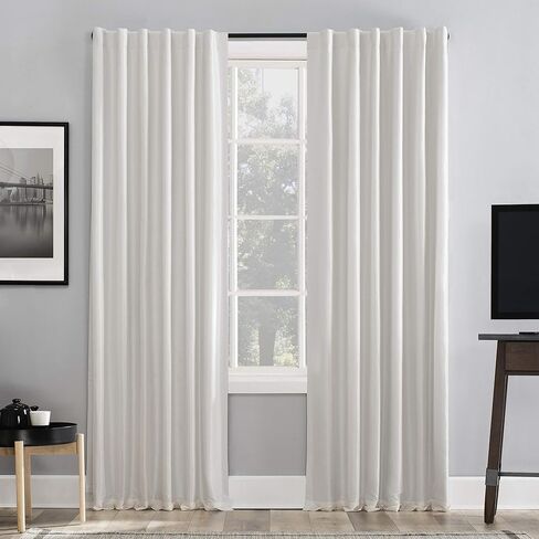 Sun Zero - 56260 Greyson Faux Dupioni Silk Extreme 100% Blackout Back Tab Curtain Panel, 50" x 95", Pearl White in Saudi Arabia