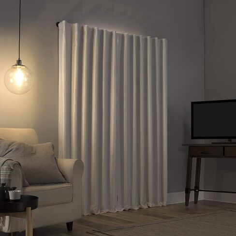 Sun Zero - 56260 Greyson Faux Dupioni Silk Extreme 100% Blackout Back Tab Curtain Panel, 50" x 95", Pearl White in Saudi Arabia