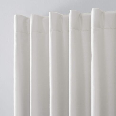 Sun Zero - 56260 Greyson Faux Dupioni Silk Extreme 100% Blackout Back Tab Curtain Panel, 50" x 95", Pearl White in Saudi Arabia
