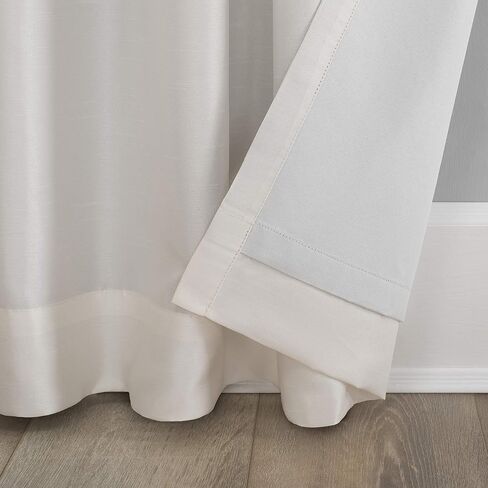 Sun Zero - 56260 Greyson Faux Dupioni Silk Extreme 100% Blackout Back Tab Curtain Panel, 50" x 95", Pearl White in Saudi Arabia