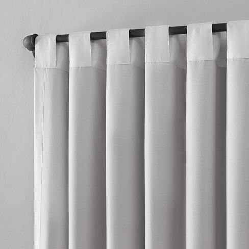 Sun Zero - 56260 Greyson Faux Dupioni Silk Extreme 100% Blackout Back Tab Curtain Panel, 50" x 95", Pearl White in Saudi Arabia