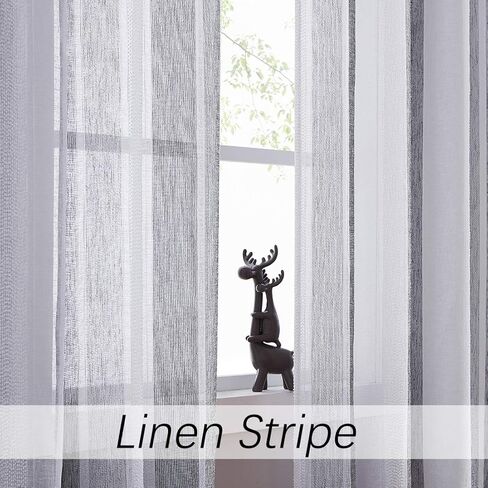 سنترال بارك أبيض وأسود نافذة المطبخ الستار طبقات عمودي شريط شير بوكل الكتان نافذة الستار، غرفة المعيشة ديكور قضيب جيب ريفي المعيشة 2 لوحات (28 "ث × 24" ل) in Kuwait