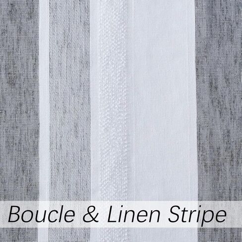 سنترال بارك أبيض وأسود نافذة المطبخ الستار طبقات عمودي شريط شير بوكل الكتان نافذة الستار، غرفة المعيشة ديكور قضيب جيب ريفي المعيشة 2 لوحات (28 "ث × 24" ل) in Kuwait