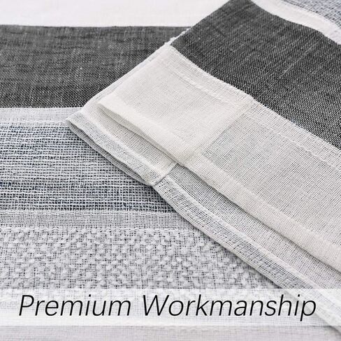 سنترال بارك أبيض وأسود نافذة المطبخ الستار طبقات عمودي شريط شير بوكل الكتان نافذة الستار، غرفة المعيشة ديكور قضيب جيب ريفي المعيشة 2 لوحات (28 "ث × 24" ل) in Kuwait