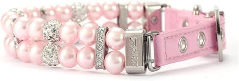 Pink Pearl XS Dog Collars, Pearl Cat Collar, PU Leather Female Dogs Necklace with Crystal Diamond Rhinestone Jewlled for Kitten Small Medium Dogs Wedding & Birthday Gift,XS in Kuwait