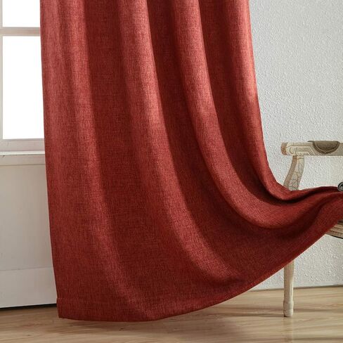 ستائر Kotile برتقالية محروقة لغرفة النوم - ستائر تعتيم الغرفة مصنوعة من الكتان الصناعي بطول 84 بوصة، ستائر برتقالية داكنة لغرفة المعيشة، 52 × 84 بوصة، لوحتان، برتقالي محروق/صدأ in Kuwait