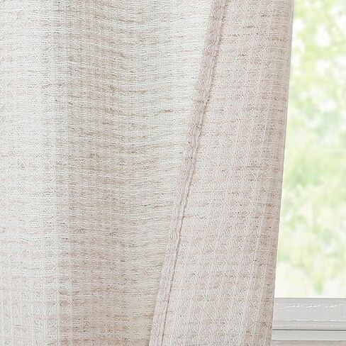 Valea Home Waffle الكتان الستارة للمطبخ ريفي مزرعة نافذة الخام الستار الستائر طول 18 بوصة لغرفة المعيشة الحمام، الطبيعية، 1 لوحة in Kuwait