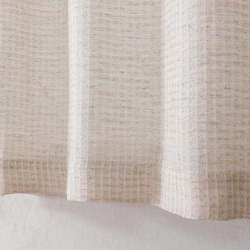 Valea Home Waffle الكتان الستارة للمطبخ ريفي مزرعة نافذة الخام الستار الستائر طول 18 بوصة لغرفة المعيشة الحمام، الطبيعية، 1 لوحة in Kuwait