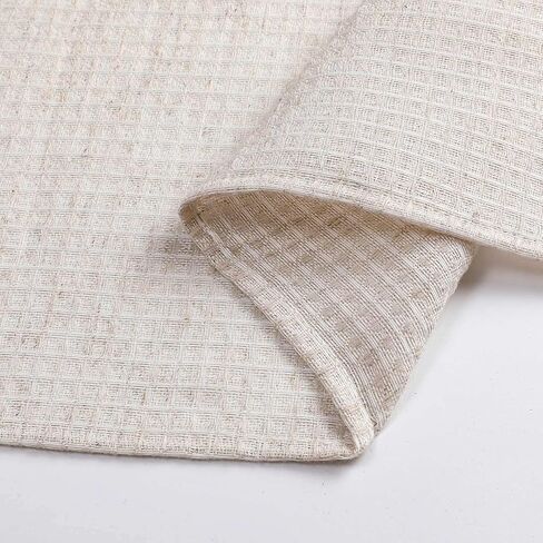 Valea Home Waffle الكتان الستارة للمطبخ ريفي مزرعة نافذة الخام الستار الستائر طول 18 بوصة لغرفة المعيشة الحمام، الطبيعية، 1 لوحة in Kuwait