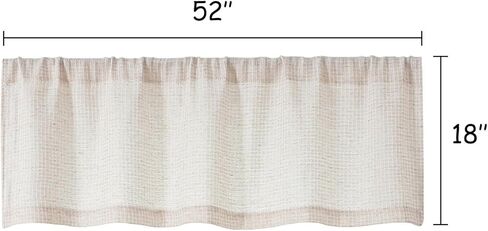 Valea Home Waffle الكتان الستارة للمطبخ ريفي مزرعة نافذة الخام الستار الستائر طول 18 بوصة لغرفة المعيشة الحمام، الطبيعية، 1 لوحة in Kuwait