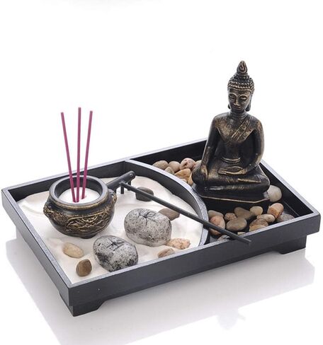 ديكور بوذا الروحي، ديكور حديقة زن لسطح الطاولة مع مبخرة احجار رمال بوذا، مجموعة تمثال تامل سلمي لديكور المنزل، هدية للاسترخاء in Kuwait