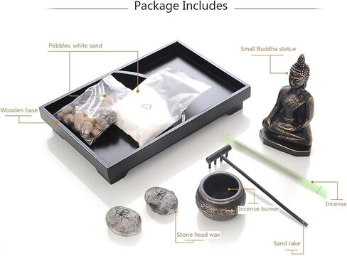 ديكور بوذا الروحي، ديكور حديقة زن لسطح الطاولة مع مبخرة احجار رمال بوذا، مجموعة تمثال تامل سلمي لديكور المنزل، هدية للاسترخاء in Kuwait