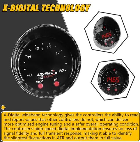 مقياس نسبة الهواء/الوقود UEGO واسع النطاق من سلسلة X 52 مم (2-1/16 بوصة) مع مستشعر LSU 4.9، مقياس تحكم رقمي AFR مطور، مجموعة مستشعر التحكم O2 عريض النطاق | 0-5 فولت وإخراج RS232، استبدال # 30-0300 in Kuwait