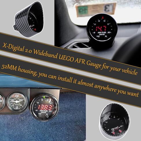 مقياس نسبة الهواء/الوقود UEGO واسع النطاق من سلسلة X 52 مم (2-1/16 بوصة) مع مستشعر LSU 4.9، مقياس تحكم رقمي AFR مطور، مجموعة مستشعر التحكم O2 عريض النطاق | 0-5 فولت وإخراج RS232، استبدال # 30-0300 in Kuwait