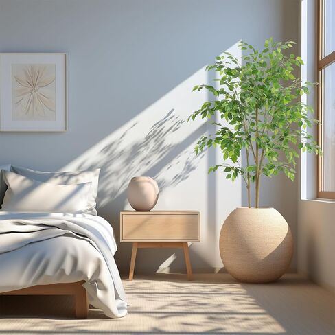 Nafresh شجرة اللبخ الطويلة الاصطناعية، 6 أقدام (72 بوصة) شجرة اللبخ الصناعية بأوراق ناعمة ولامعة واقعية، أشجار وهمية في الداخل والخارج للمنزل والمكتب وغرفة المعيشة وغرفة النوم وديكور الشرفة. in Kuwait