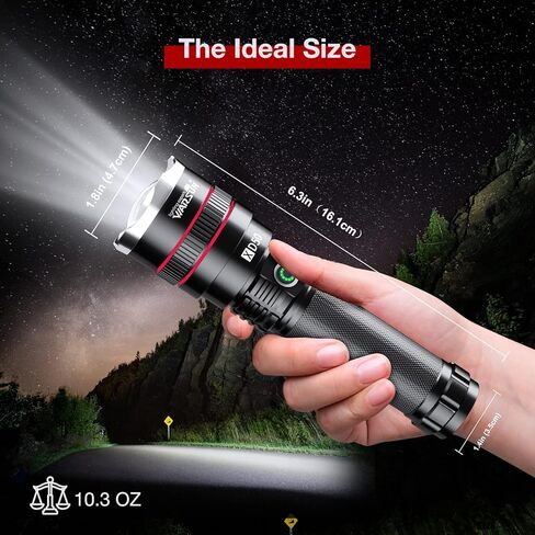 مصباح يدوي من WARSUN عالي اللومن قابل لإعادة الشحن من 2 عبوة من مصباح يدوي تكتيكي 7100 لومن فائق السطوع ضوء عالي الطاقة قابل للتكبير التخييم للطوارئ in Kuwait