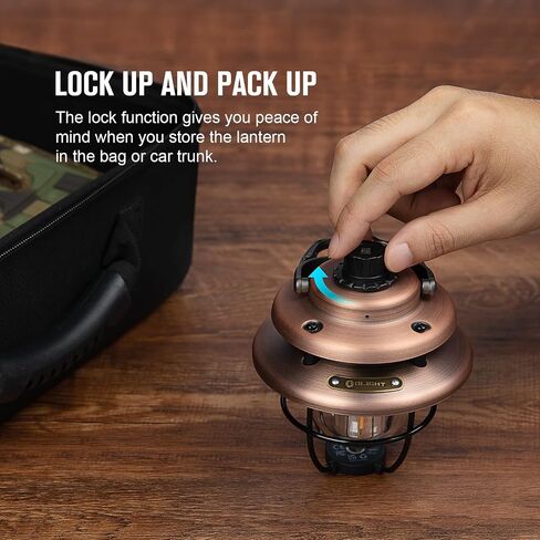 OLIGHT Olantern Classic Mini LED Camping Lantern، مصباح يدوي خفيف الوزن قابل لإعادة الشحن 300 لومن مع مصادر إضاءة مزدوجة، مصباح تخييم محمول للإعصار والطوارئ والمشي لمسافات طويلة (أسود) in Saudi Arabia