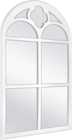 MCS Crested Arch Windowpane Wall Mirror, Gray in Saudi Arabia