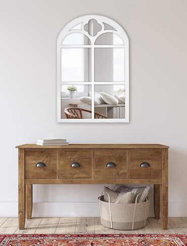 MCS Crested Arch Windowpane Wall Mirror, Gray in Saudi Arabia