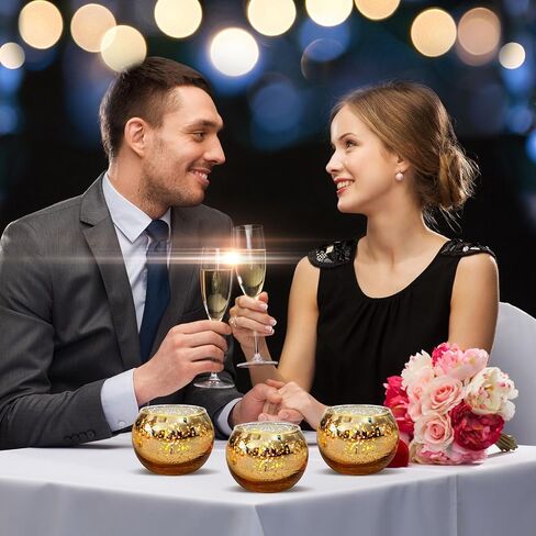 Zhehao 48 Pcs Gold Votive Candle Holders, Mercury Glass Candle Holder, Round Gold Tealight Candle Holder, Gold Centerpiece for Table, Wedding, Birthday, Anniversary, Parties, and Holiday Decorations in Saudi Arabia