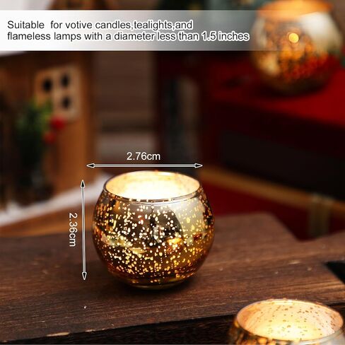 Zhehao 48 Pcs Gold Votive Candle Holders, Mercury Glass Candle Holder, Round Gold Tealight Candle Holder, Gold Centerpiece for Table, Wedding, Birthday, Anniversary, Parties, and Holiday Decorations in Saudi Arabia