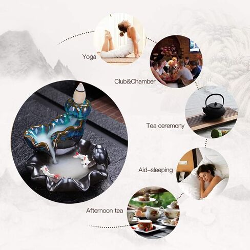 شلال ارتجاعي مبخرة حامل السيراميك النمط الصيني ديكور المنزل ارتداد المخاريط مبخرة المقهى حلية in Kuwait