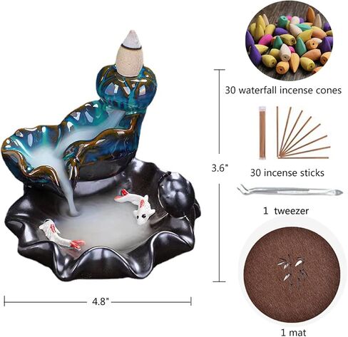 شلال ارتجاعي مبخرة حامل السيراميك النمط الصيني ديكور المنزل ارتداد المخاريط مبخرة المقهى حلية in Kuwait