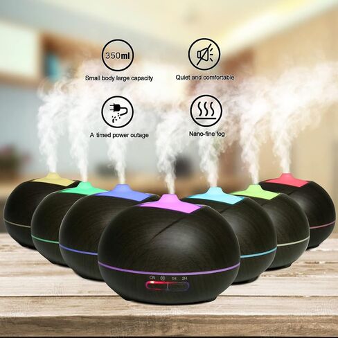 موزع روائح الزيوت العطرية معدني 100 مل مؤقت بالموجات فوق الصوتية وأضواء ليلية ووظيفة الإيقاف التلقائي ومرطب للعلاج العطري لغرفة النوم والمنزل in Kuwait