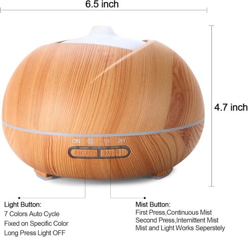 موزع روائح الزيوت العطرية معدني 100 مل مؤقت بالموجات فوق الصوتية وأضواء ليلية ووظيفة الإيقاف التلقائي ومرطب للعلاج العطري لغرفة النوم والمنزل in Kuwait
