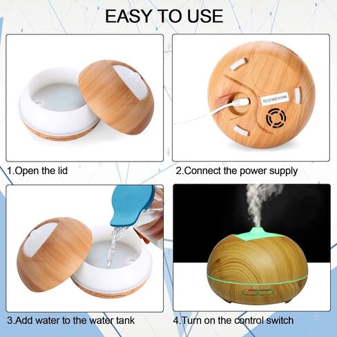 موزع روائح الزيوت العطرية معدني 100 مل مؤقت بالموجات فوق الصوتية وأضواء ليلية ووظيفة الإيقاف التلقائي ومرطب للعلاج العطري لغرفة النوم والمنزل in Kuwait