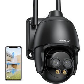 كاميرا مراقبة BOAVISION 2K مزدوجة العدسات خارجية WiFi/4G، كاميرا مراقبة منزلية 360 درجة PTZ مع تتبع التكبير التلقائي، اكتشاف الإنسان، تكبير 10X، رؤية ليلية ملونة، كاميرا IP لاسلكية in Kuwait