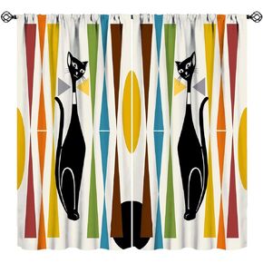 JESTRONRY Mid Century Curtains,Mid Century Fifties Modern Retro Colors Pattern Blackout Rod Pocket Window Drapes for Living Room Bedroom Kitchen Bathroom Home Decor 42x45in in Kuwait
