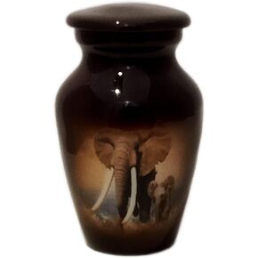 Keepsake Urn –Beautiful Brown Elephant Keepsake Cremation Urn for Human Ashes with Velvet Box & Velvet Bag-Mini Keepsake Urn - Affordable Keepsake Urn (3 cu.in) in Kuwait