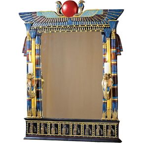 Design Toscano Wadjet Egyptian Wall Mirror with Cobra Sconces.
