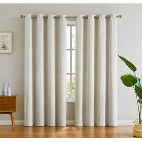 Natural Blackout Linen Curtains 63 Inches Long Textured Curtains for Bedroom/Living Room/Kitchen Grommet Top Window Treatment,52" Wx63 L,Natural,2 Panels in Saudi Arabia