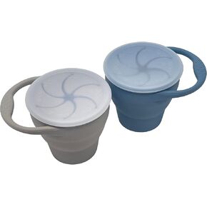 شركة BraveJusticeKidsCo. | كوب الوجبات الخفيفة من السيليكون للأطفال من سناك أتاك | 2 عبوة | كوب الوجبات الخفيفة القابل للطي للأطفال (العسل والزنجبيل والورد المغبر) in Kuwait