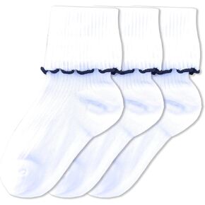 Sierra Socks Big Girl's Turn Cuff Lettuce Edge School Uniform Socks - Combed Cotton, Seamless Toe, Soft, & comfortable socks in Kuwait