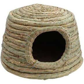 قلعة GYMT للحيوانات الأليفة بسقف من القش، كوخ عشبي منسوج يدويًا لخنازير غينيا والأرانب والحيوانات الصغيرة الأخرى - بارد في الصيف ودافئ في الشتاء (صغير) in Kuwait