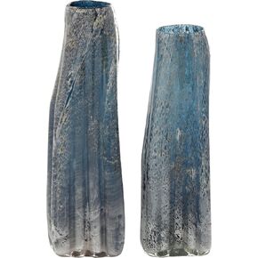 The Novogratz Glass Handmade Blown Vase, Set of 2 16", 15"H, Blue in Kuwait