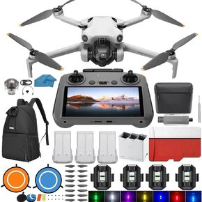 DJI Mini 4 Pro Drone Fly More Combo Plus with DJI RC 2 Screen remote with 3 Battery Bundle Kit 45-min Flight Time Camera Drone Bundle, with 128 GB SD, 3.0 USB Card Reader, Landing Pad, Backpack, Strobe lights and More in Kuwait