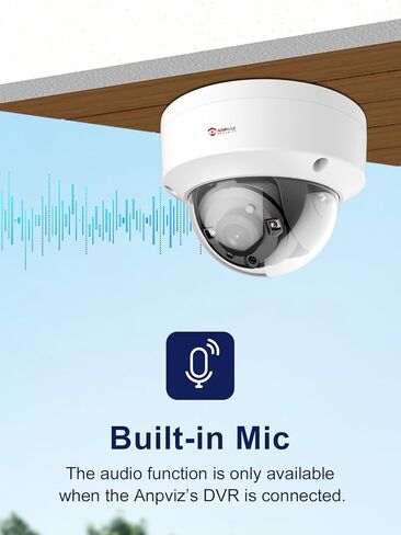 كاميرا أمان Anpviz 3K TVI Dome مع رؤية ليلية 100 قدم، كاميرا تناظرية CCTV Coax، عدسة 4 في 1 TVI/CVI/AHD/CVBS 2.8 مم، تنبيهات البريد الإلكتروني، IP67 مقاومة للماء للخارج، متوافقة فقط مع 3K DVR in Kuwait